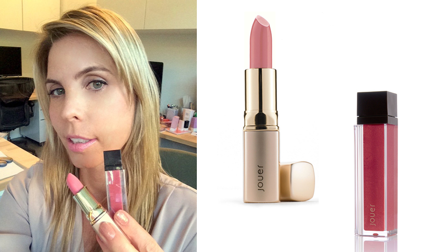 The woman behind Jouer Cosmetic's "Kate" lipstick: Kate Scherer (Co-Founder & Creative Director of Product 360). Christina  Zilber named this  creamy poppy pink hydrating lipstick, after Kate!  Kate likes to layer her "Kate" lipstick with Jouer Cosmetic's hydrating lipgloss in "Mirage."