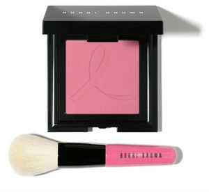 Bobbi Brown's limited-edition Embossed French Pink blush & Mini Face Blender brush set, lends a soft, pretty pop of color to cheekbones.